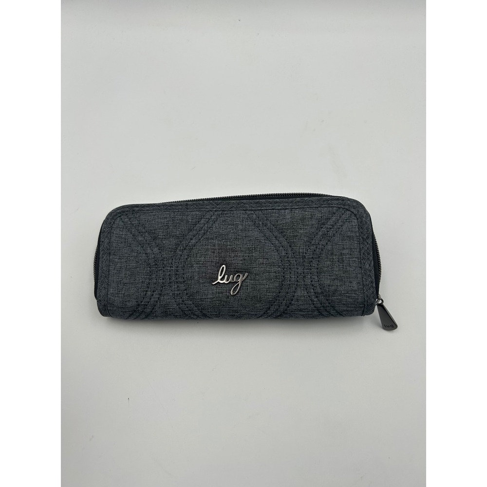 Lug Tendu Zip Around Quilted Wallet‎ Heather Charcoal Grey Card Organizer